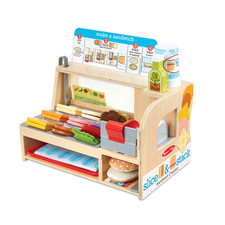 Melissa  Doug Wooden Slice  Stack Sandwich Counter with Deli Slicer 56-Pieces