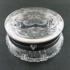 Antique ABP - 5" Round FLOWER top JEWELRY BOX - American BRILLIANT Cut Glass