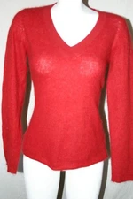 Banana Republic Womens Red V-Neck Angora Blend Sweater Long Sleeve Size Medium