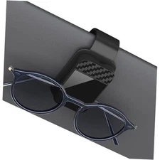 Car Sun Visor Sunglasses Holder - Quick Release Clip & Secure Lock, Broad Black