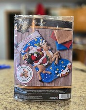 Bucilla Reindeer Santa Felt Christmas Stocking Plus Ornament Kit New 18" 86816