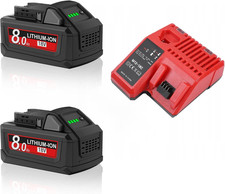 2Pack 8.0Ah Replacement for Milwaukee M18 Battery Charger Kit 18V Batteries Comp