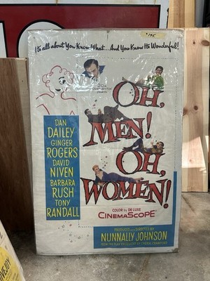 VINTAGE 1957 OH MEN! OH WOMEN! 1 SHEET MOVIE POSTER GINGER ROGERS, TONY RANDALL