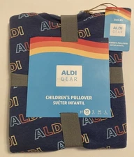 Aldi Gear Children’s Kids Crewneck Pullover with Logo All Over Print XS 4-5 2025