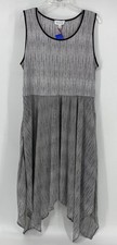 Elle Dress Women Size XL Black & White Striped Sleeveless Fit & Flare NWT