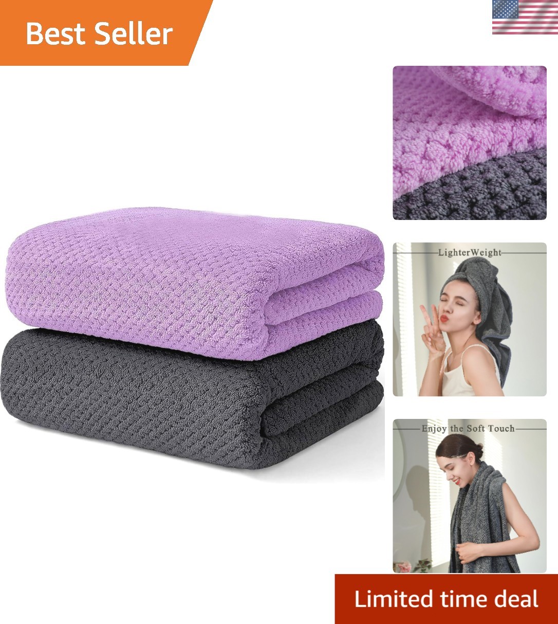 Set Soft Absorbent Quick Dry 2 Pack 27x55