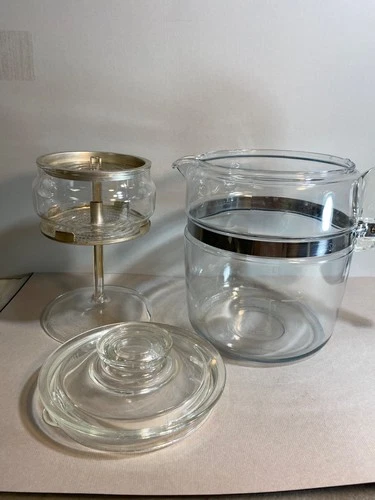 Vintage Pyrex Flameware Glass 6-9 Cup Percolator Coffee Pot Complete - 7759