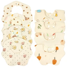 Baby Bibs for Girls Boys 8 Pack Muslin Drool Teeth Drooling Teething Bibs Mus...