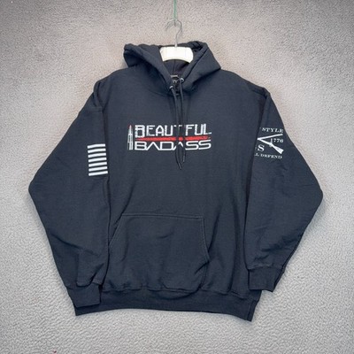 Grunt Style Beautiful Badass Hoodie Womens XL Black Bullet w Lipstick Fleece
