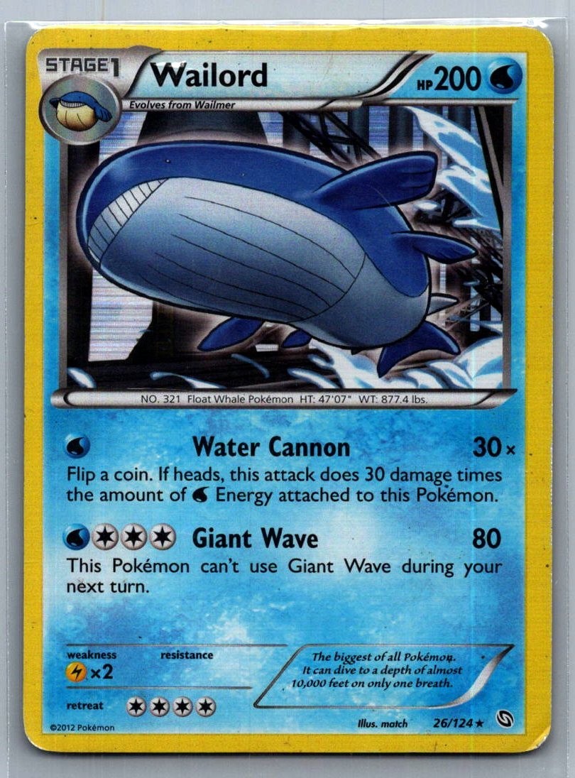 Wailord 2012 Dragons Exalted 26/124 Rare Holo
