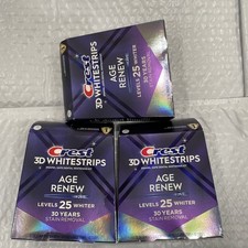 Lot of 3 Crest 3D Whitestrips Age Renew, 25 Levels Whiter. 21 Treatments. Ex2027