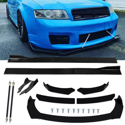 For Audi A4 B6 A5 A6 A7 S8 Front Bumper Lip Spoiler Splitter Gloss Black Side S