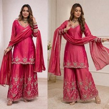 Designer Indian Pakistani top plazzo Bollywood Dress Party Wear Suit wedding