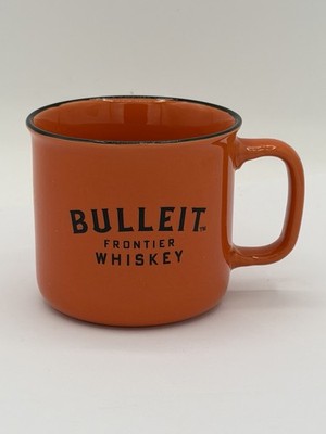 BULLEIT FRONTIER WHISKEY MUG  Orange Ceramic Cup Bourbon Bullet Camping 