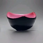 Vintage Murano Glass Barbini  3-Suided Vase Bowl Pink & Black Italian