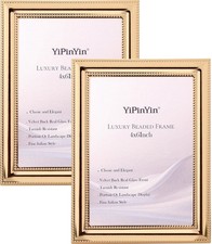 Classy Gold Plated 4x6''Photo Frame 2 pack,Classic Beaded picture frames 6x4'...