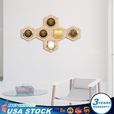 6 Pack Solid Wood Medal Display Stands, Hexagonal, Self-Adhesive, with Magnets