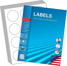 10 Sheets, 12 Labels/Sheet , Sticker Paper for Inkjet Printer, Round Printable