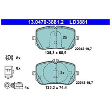 ATE Bremsbelagsatz Bremskl&ouml;tze vorne 0004207100 0004205303 A0004207100 | 773334