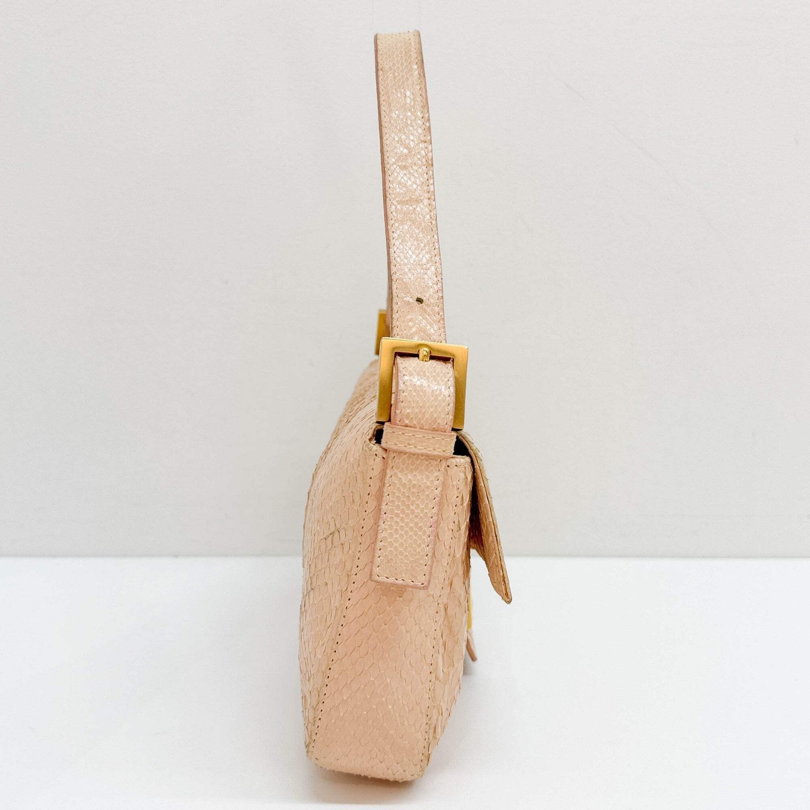 FENDI Baguette Light Pink Python Embossed Leather… - image 6
