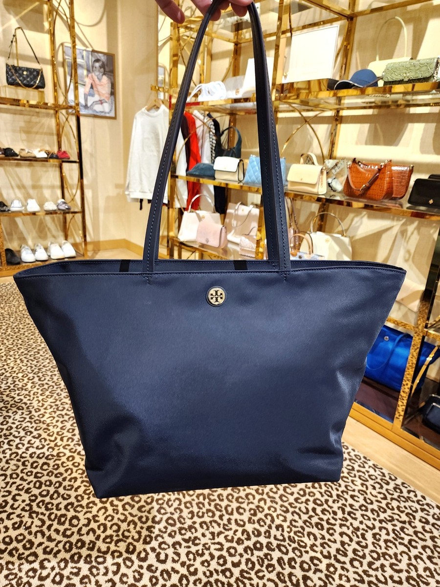 Authentic New Tory Burch Navy Nylon Large Tote Travel Shoulder Bag