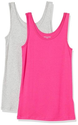 Damen Tanktop 2er-Pack XS Grau Meliert/Rosa Amazon Essentials Baumwolle
