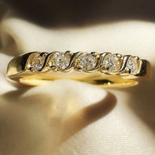 Half Eternity Wedding Band 3.00 mm Round Moissanite Ring Solid 9ct Yellow Gold