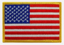 USA US United States AMERICAN FLAG PATCH embroidered iron-on GOLD BORDER