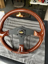 Wood Grain Grip Black Spoke Bow Tie Logo Steering Wheel Quick Release Combo Wood Grain Grip Black Spoke Bow Tie Logo Steering Wheel Quick Release Combo