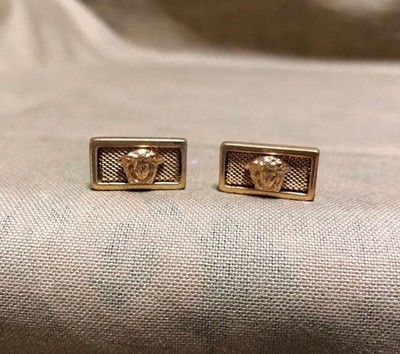 Gianni Versace Cufflinks Medusa Square Mens Vintage Vtg Authentic Used