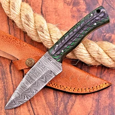 CUSTOM HAND MADE FORGED DAMASCUS STEEL HUNTING CAMPING KNIFE BUSH CRAFTS UU 45