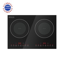 Induction Cooktop Double 20 Inch Dual Burner Shatter proof Flat Glass 18 Levels