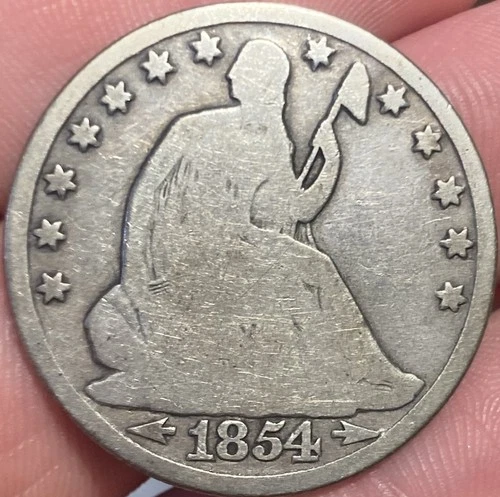 1854-O Arrows Seated Liberty Half Dollar Strong Rims But Cleaned