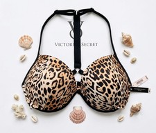 34DD Victoria Secret Shine Strap Malibu Fabulous Push Up Leopard Swim Top NEW