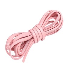 Flat Leather Cord, 3.3 Yard 4mm Leather String Strips for DIY Crafts Pink