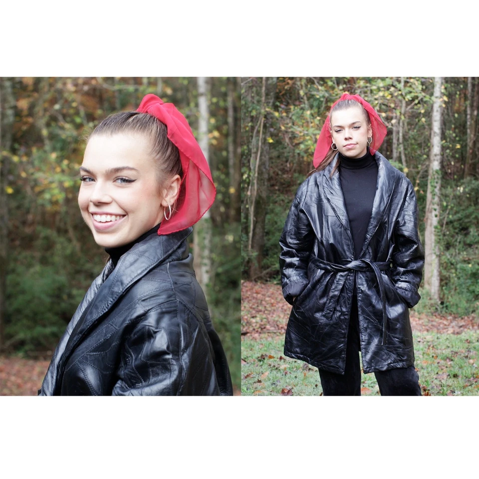 Abrigo para mujer Maxam vintage de cuero mosaico talla grande L hecho en Italia Foto 3 de 4