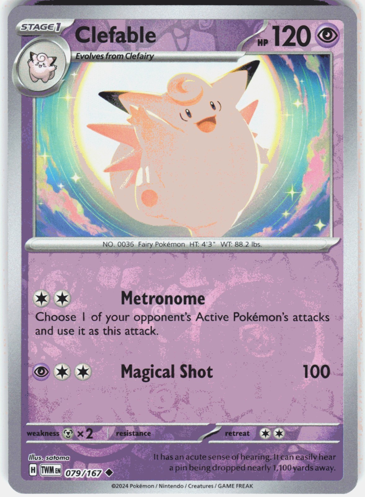 Pokemon TCG: Twilight Masquerade - Reverse Holo - 079/167 - Clefable