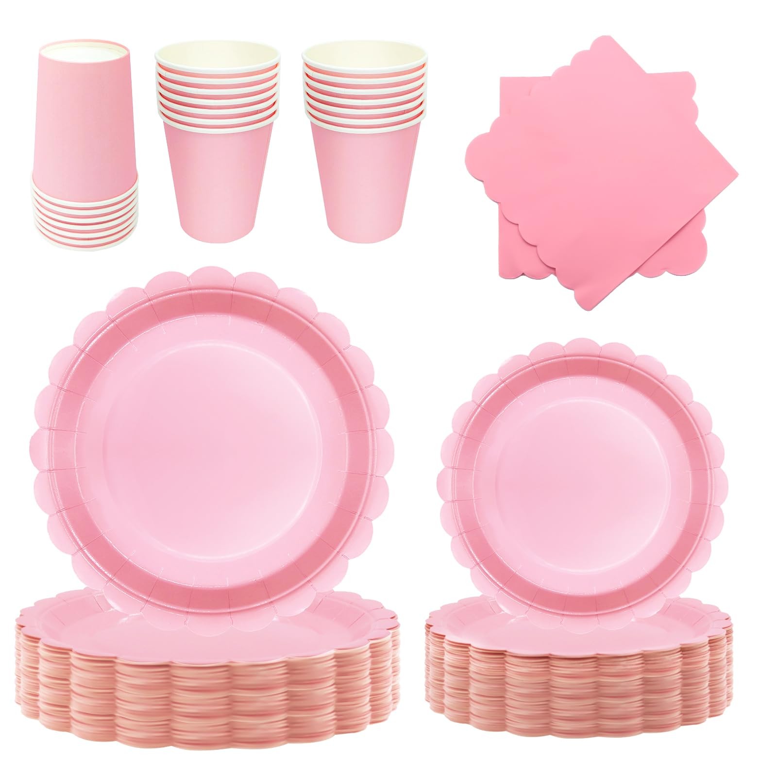 PYAILI Stoviglie per Feste 96 Pezzi Rosa Chiaro Festa della Addobbi Ragazza di C