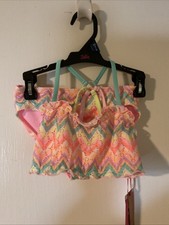 NWT Justice Crochet Ruffle Bandeau Bikini Top  Bikini Bottom Bathing Suit