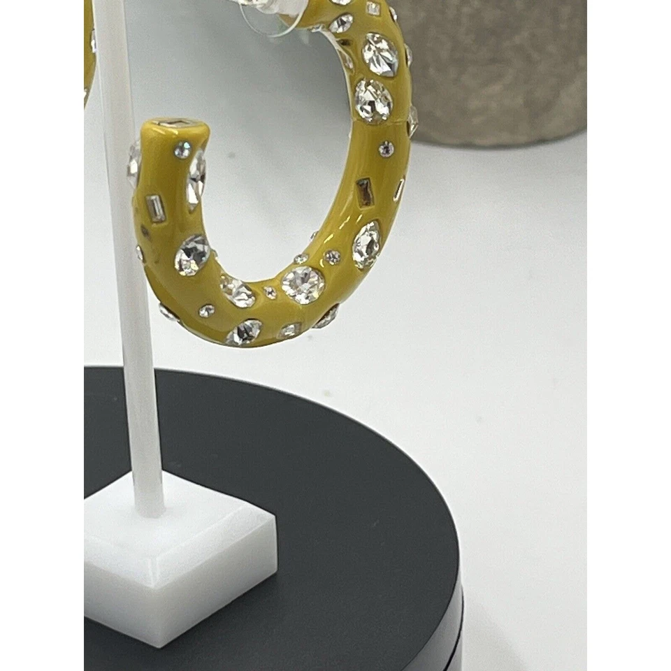 Pendientes de aro gruesos amarillos caléndula/acrílico Swarovski de diseñador DanniJo Kelly Foto 4 de 4