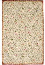 6 x 8.8 French Floral Needle Point Rug #F-4438