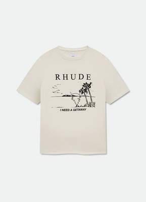 RHUDE Miami Formula Retro Logo Printed Short sleeved T-shirt White