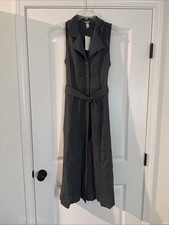 Women's Button-Front Belted Midi Shirtdress A New Day Gray Womens MEDIUM