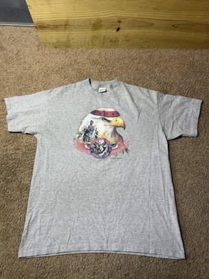 Vtg Brine T-shirt Men Large Grey Short Sleeve Biker American Eagle Made In USA