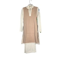 Vintage Butte Knit 3 Piece Set Tunic Vest Sweater Pants Tan Cream 4064 Size 10