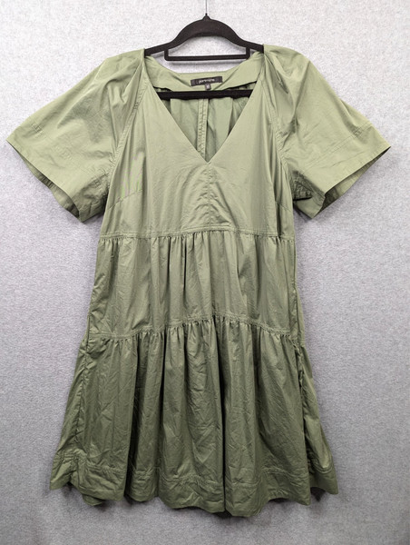 Portmans Dress Women 10 Green Tiered A Line Short Sleeved Pockets Event Work