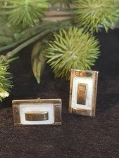 Vintage Anson Cufflinks Gold Tone White Mothe...