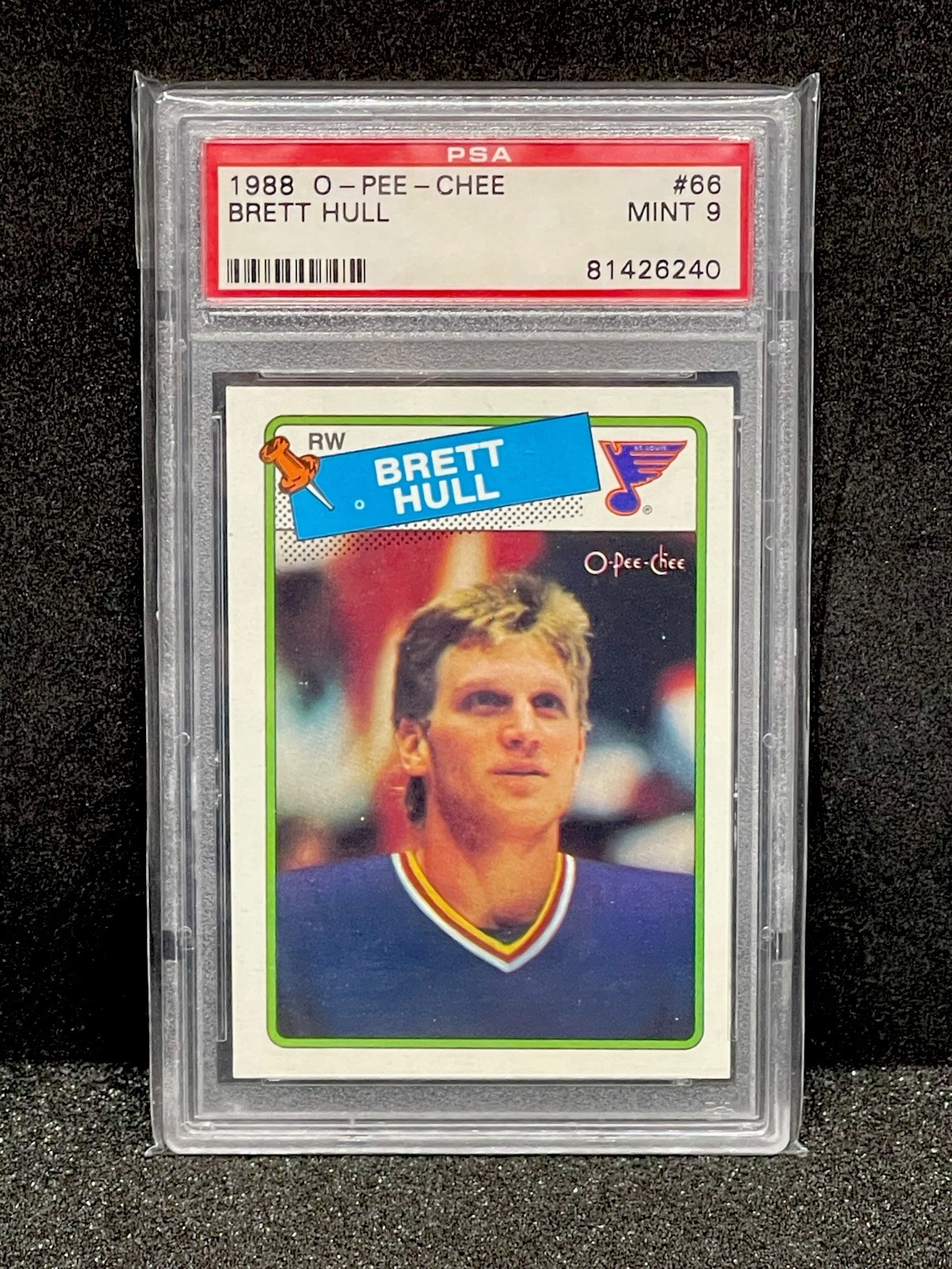 Brett Hull Rookie PSA 1988 O-Pee-Chee #66 Graded PSA 9 Mint Blues HOF