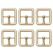 6 Pcs 0.8 Inch Single Prong Buckle Square Center Bar Buckle, Gold Tone