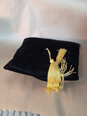 E.R. Moore Velvet Square Graduation Cap Hat 7 1/2 Black Velvet W/Tassel (READ) 
